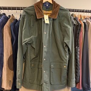 Men's Olive Field Jacket with Brown Corduroy Collar